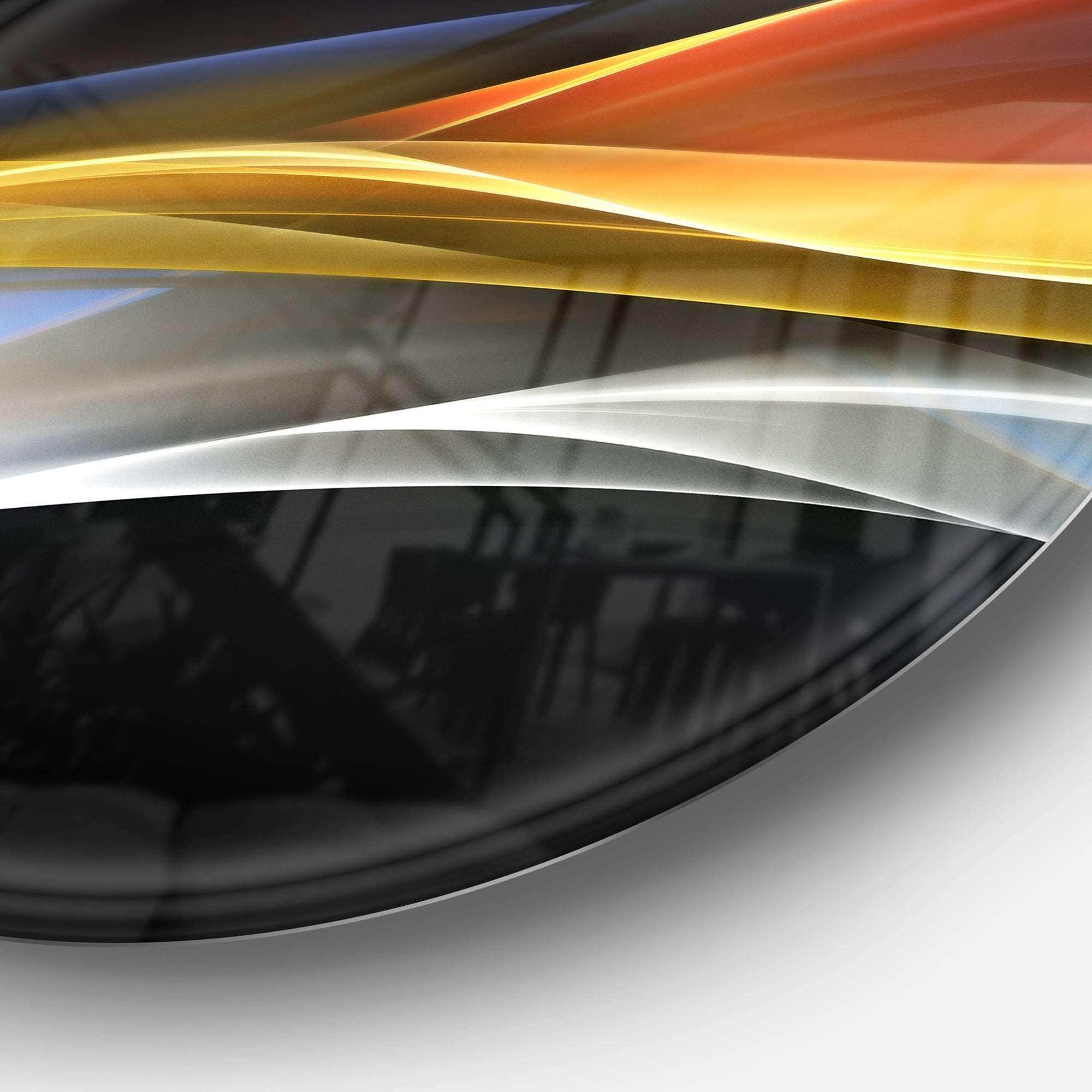 3D Gold Silver Wave Design Abstract Circle Metal Wall Art