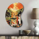 Art Deco Lady In White Cosmopolitan Adventure - Asymmetric Metal Wall Art