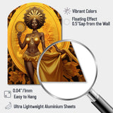 Orisha Oshun With Mirror African Goddess - Asymmetric Metal Wall Art