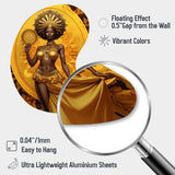 Orisha Oshun With Mirror African Goddess - Asymmetric Metal Wall Art