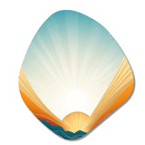 Bold Graphic Sunset in Teal and Orange - Asymmetric Metal Wall Art
