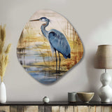 Blue Heron By The Watersite Watercolor - Asymmetric Metal Wall Art