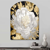 Exquisite White Rose Blooming Floral Gold Glam - Asymmetric Metal Wall Art