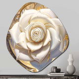 Exquisite White Rose Delicate Glam Illustration - Asymmetric Metal Wall Art