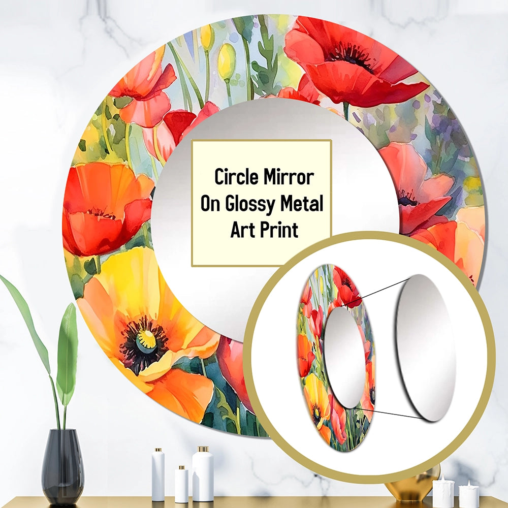 Vibrant Poppies I - Floral Wall Mirror