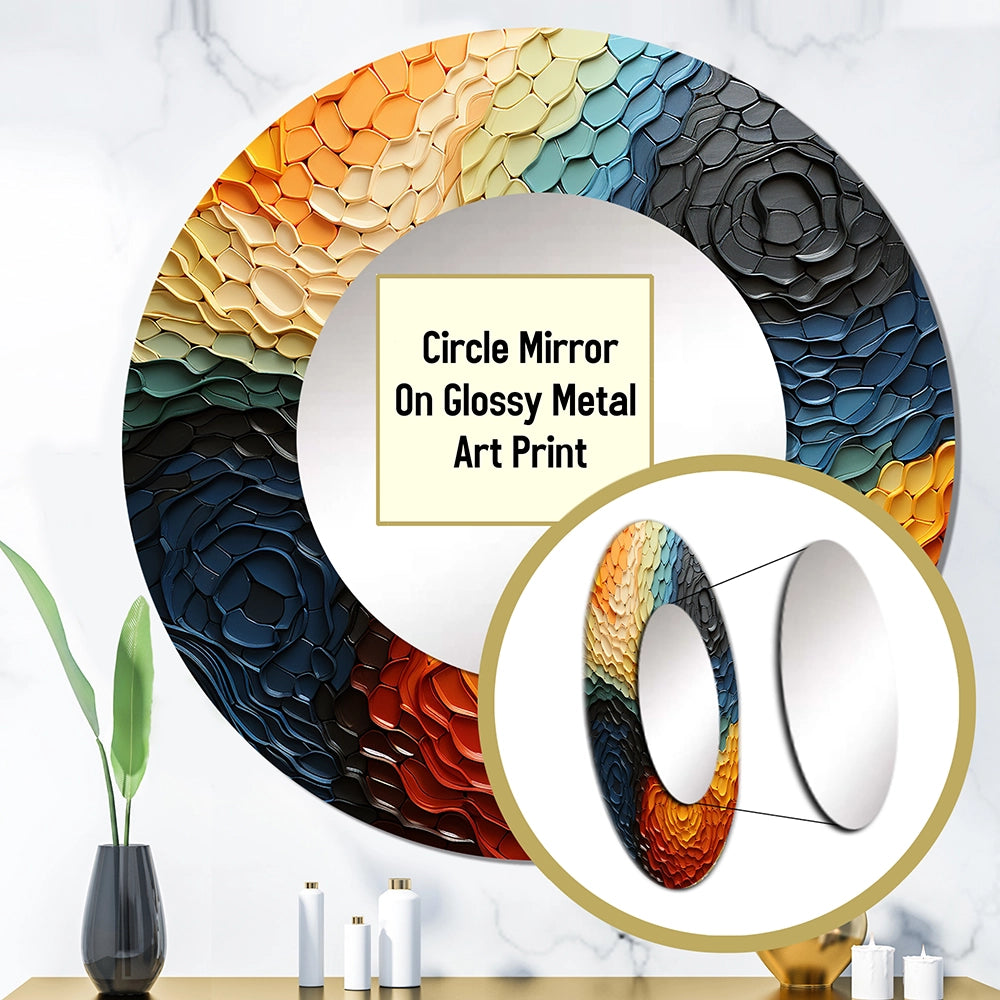 Teal Orange Op Art Rhythmic Illusion I - Abstract Wall Mirror