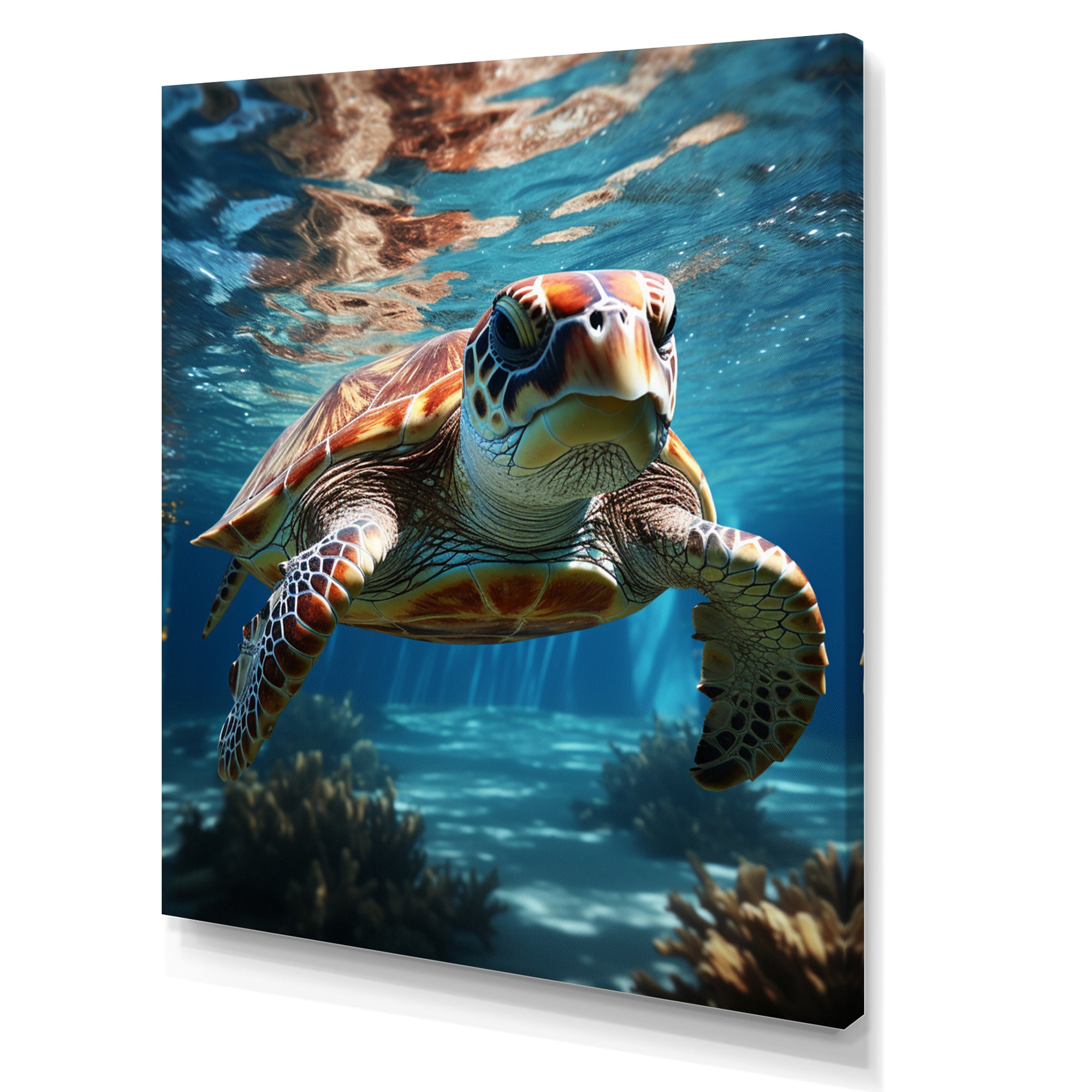 Turtle Aquatic Wanderer in Ocean - Turtle Home Decor Art