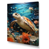 Turtle Coastal Creatures Pointillism - Turtle Canvas Wall Art