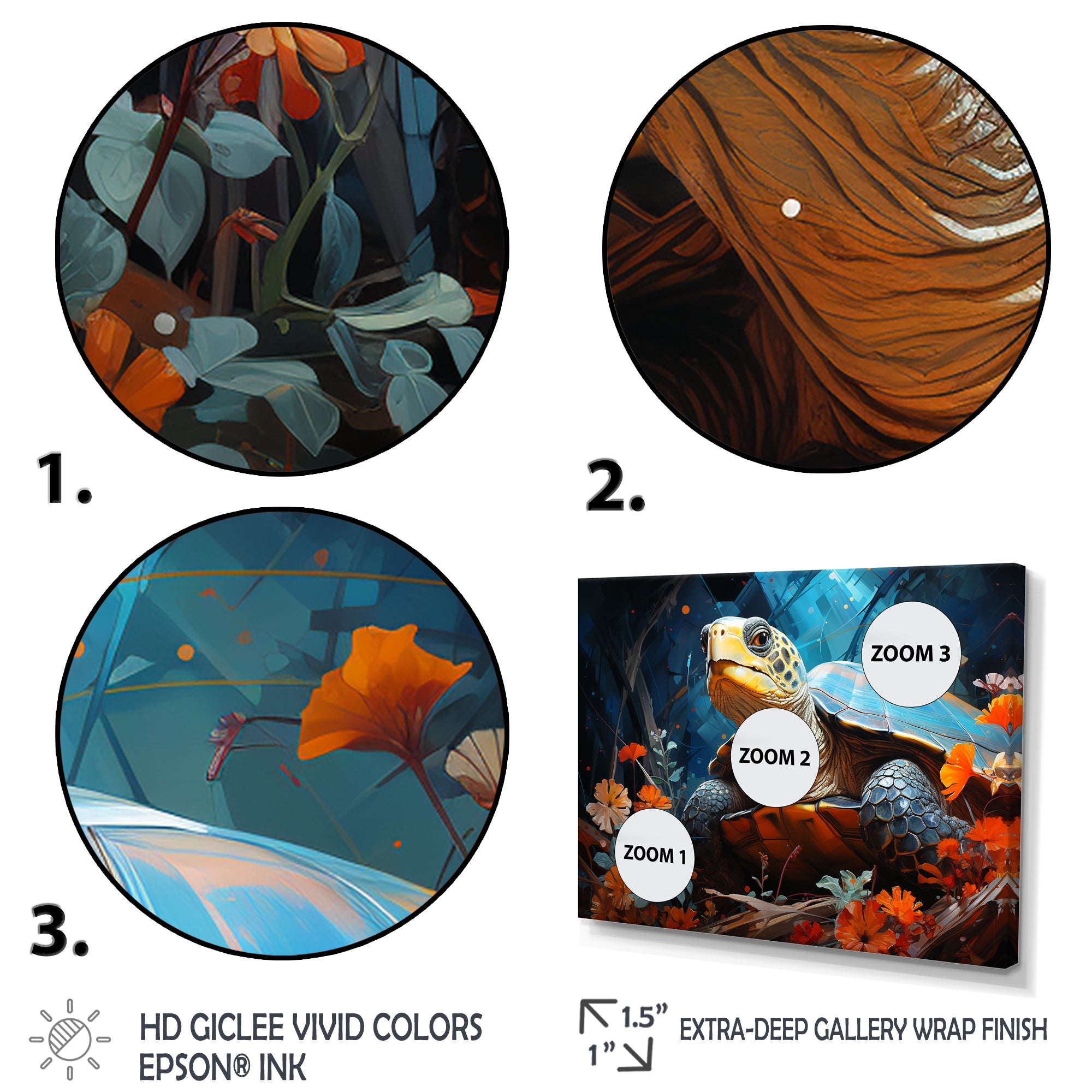 Turtles Journey Floral Collage - Turtle Wall Art Prints