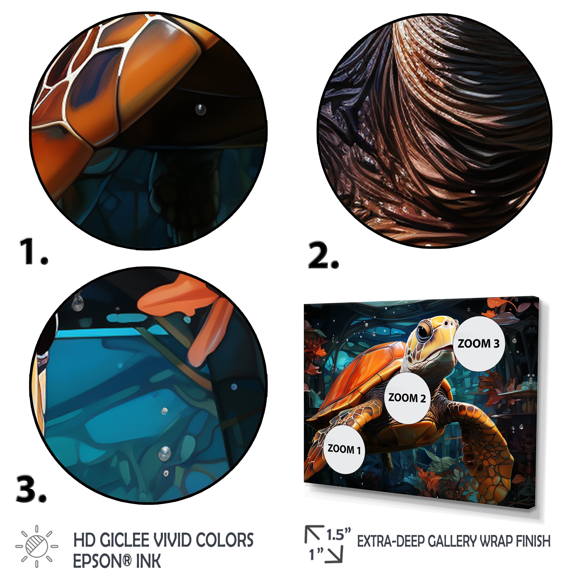 Turtle Journey Floral Geometric - Brown Turtle Wall Art