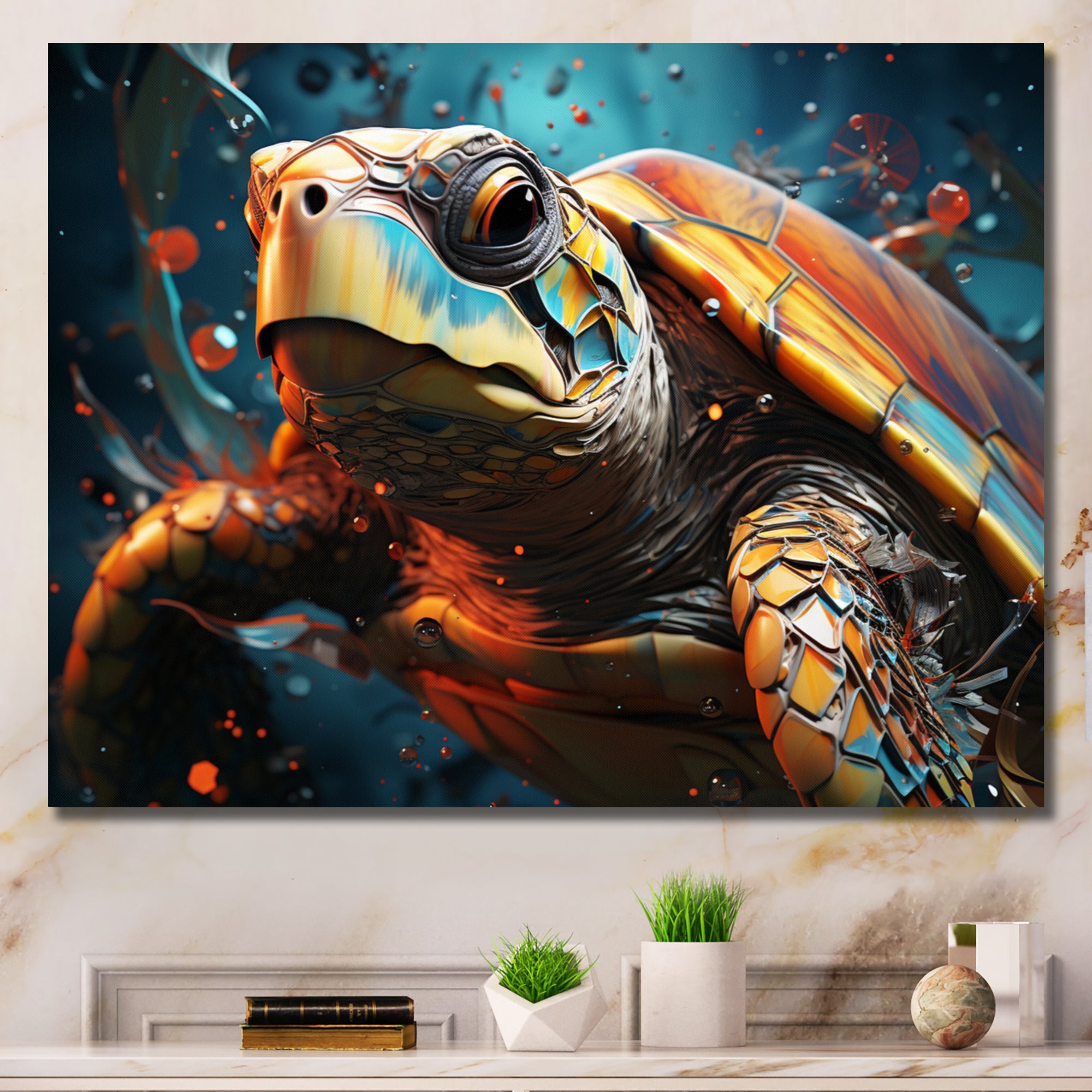 Turtle Journey Geometric - Brown Turtle Wall Art