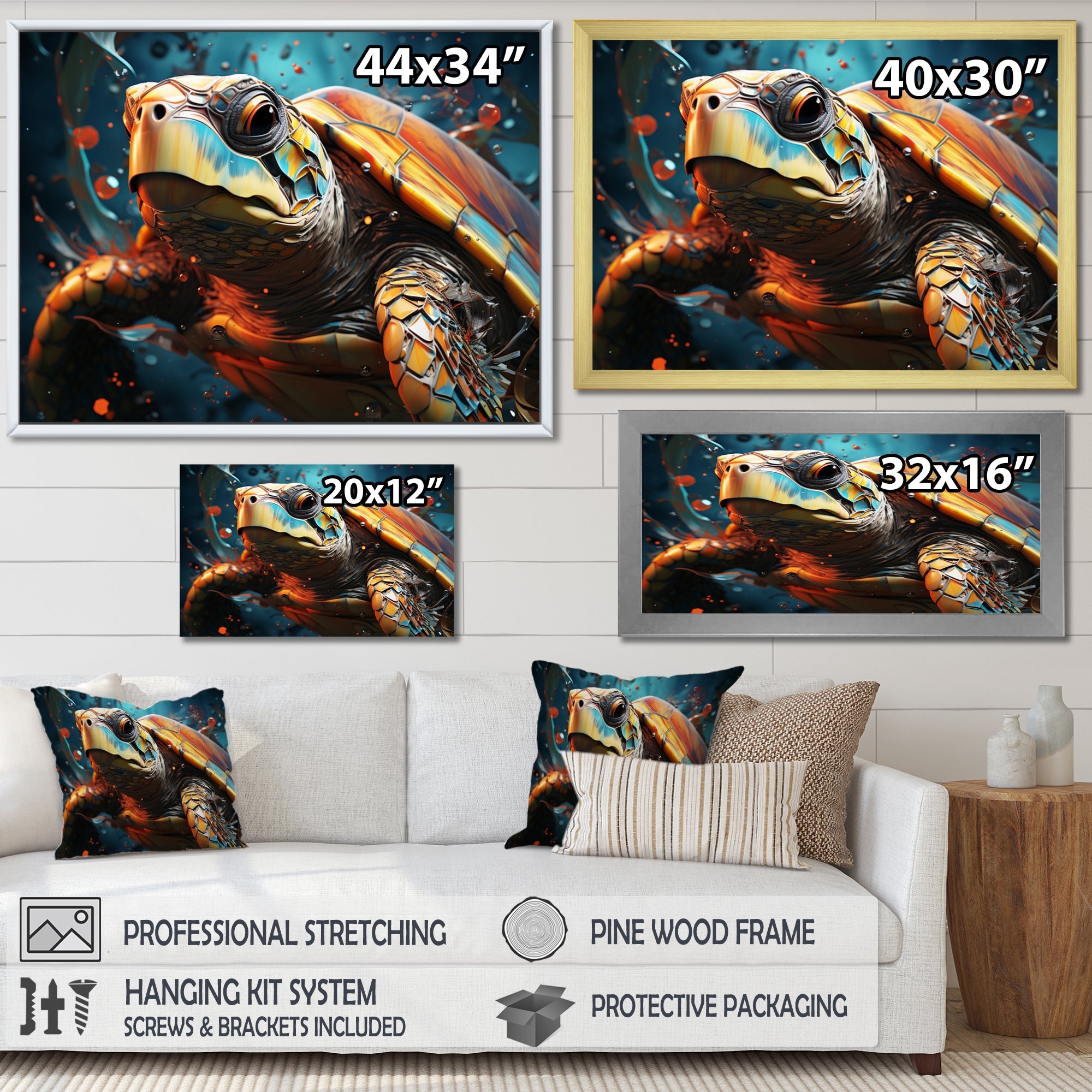 Turtle Journey Geometric - Brown Turtle Wall Art