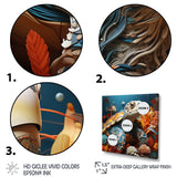 Turtle Journey Coral Geometric - Turtle Framed Canvas Art