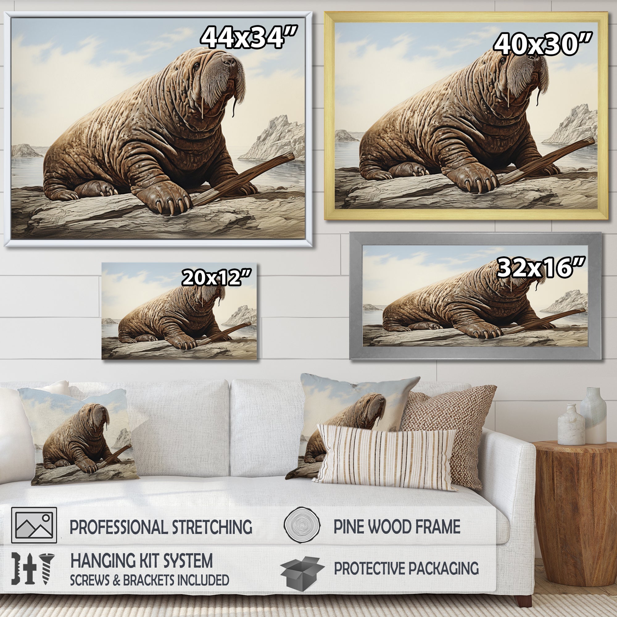 Walrus Regal - Walrus Framed Canvas Art