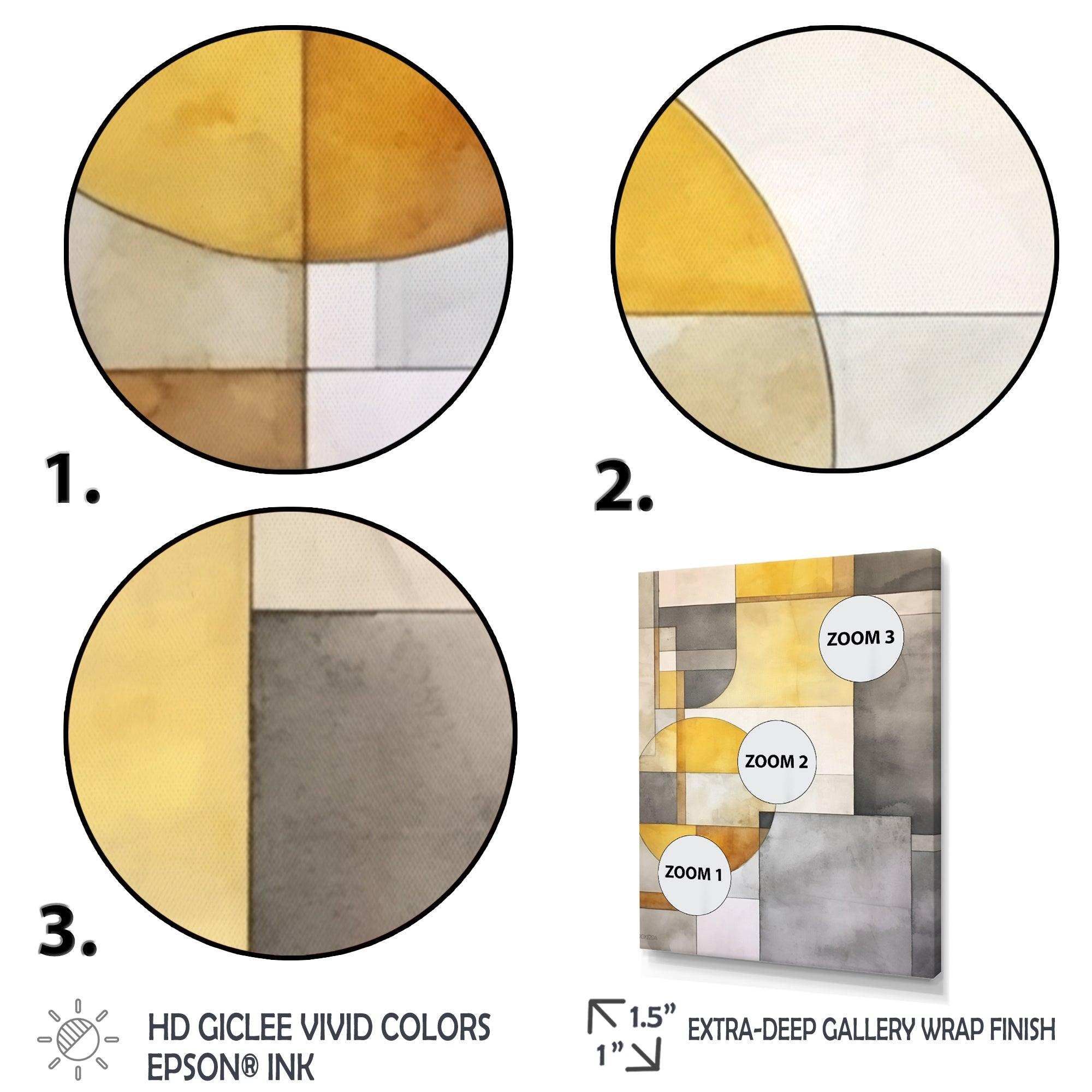 Yellow and Grey Intersecting Realities I - Abstract Canvas Wall Art