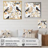 Brown Black Birds On Trees - Bird Large Canvas Wall Art