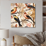 Yellow Black Birds On Trees - Bird Living Room Wall Art