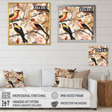 Yellow Black Birds On Trees - Bird Living Room Wall Art
