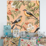 Green Yellow Birds On Trees - Bird Bedroom Wall Art