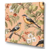 Green Yellow Birds On Trees - Bird Bedroom Wall Art
