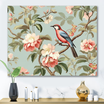 Brown Bird On Floral Trees - Bird Wall Art Prints