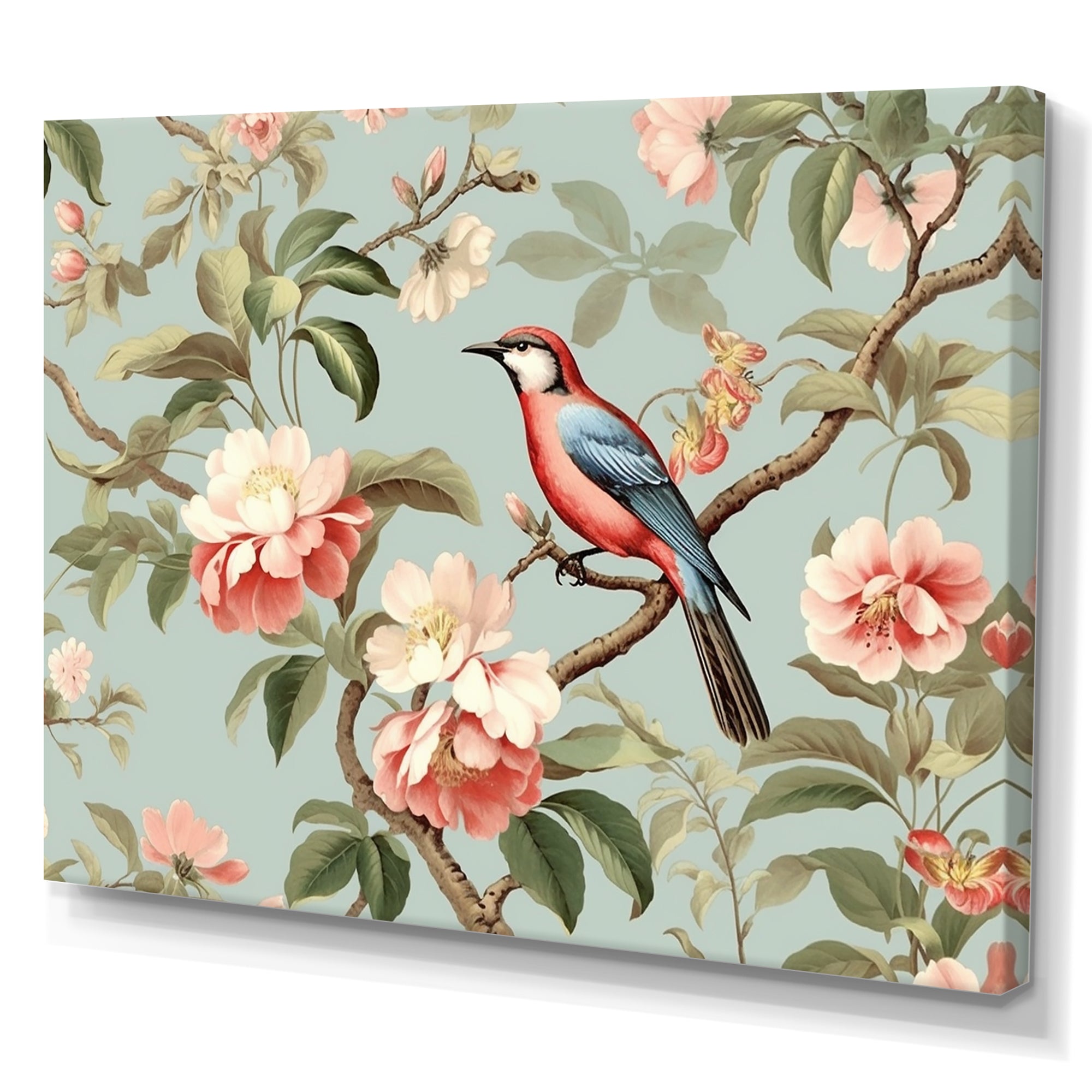 Brown Bird On Floral Trees - Bird Wall Art Prints
