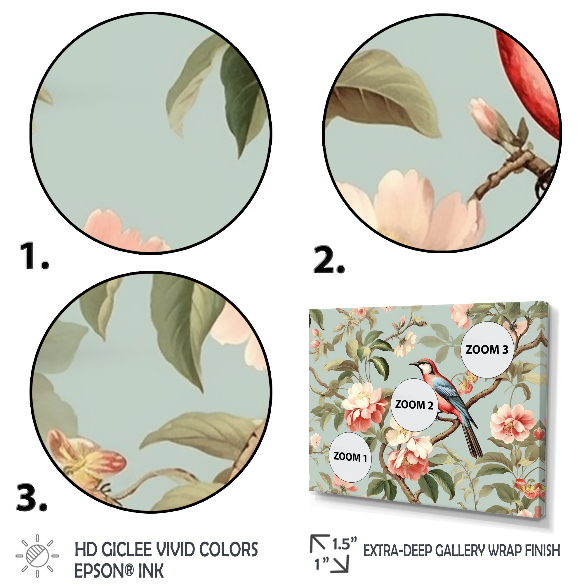 Brown Bird On Floral Trees - Bird Wall Art Prints