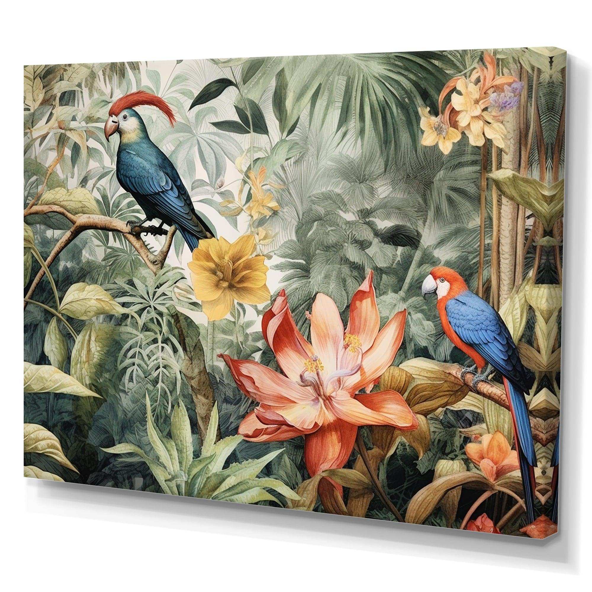 Parrot In Paradise II - Animals Canvas Wall Art