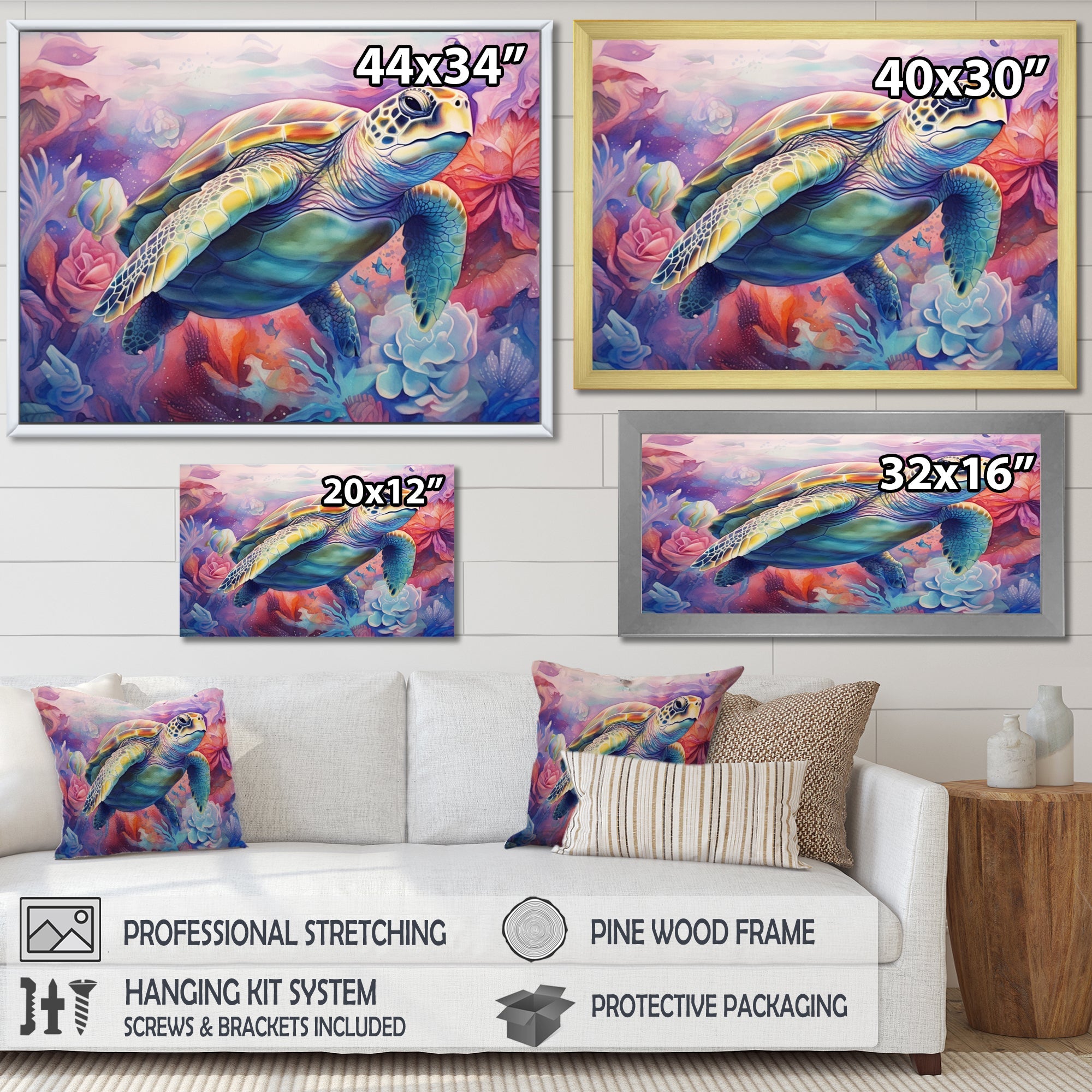 Graceful Turtle - Turtle Living Room Wall Art