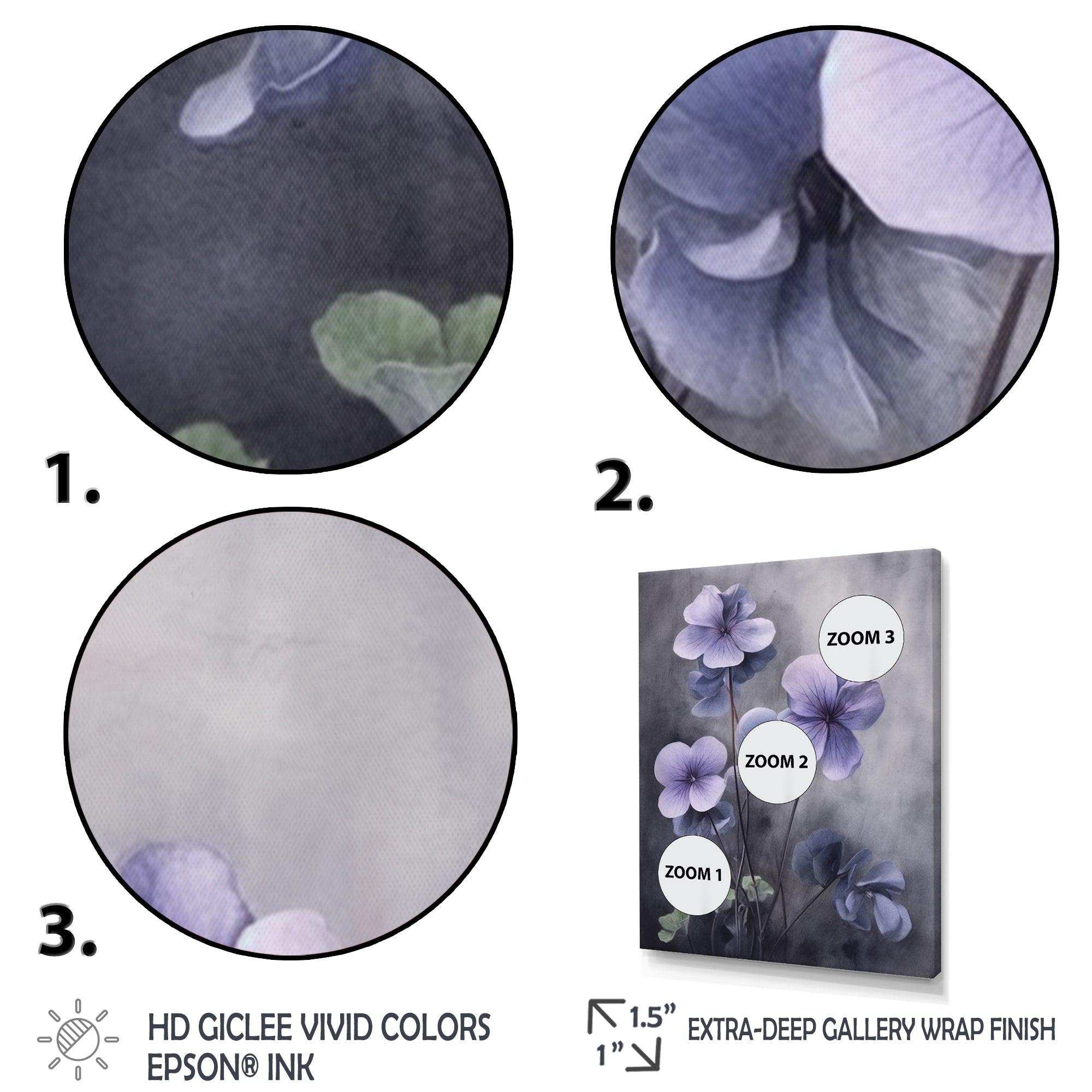 Purple Grey Violets Dream I - Floral Canvas Wall Art