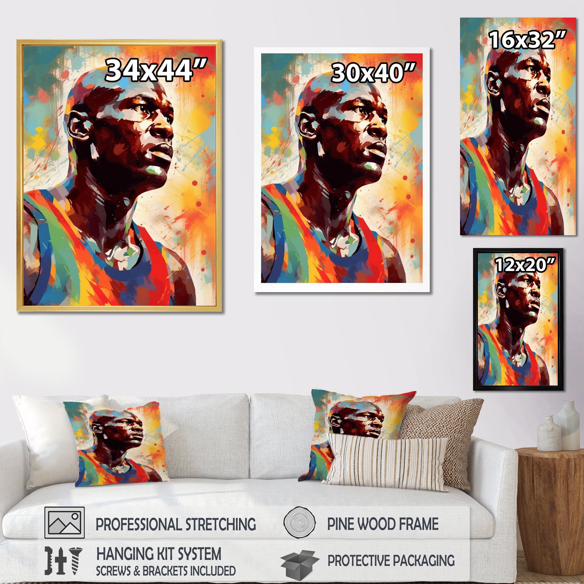 Basketball Portrait I - Sport Basketball Canvas Wall Art