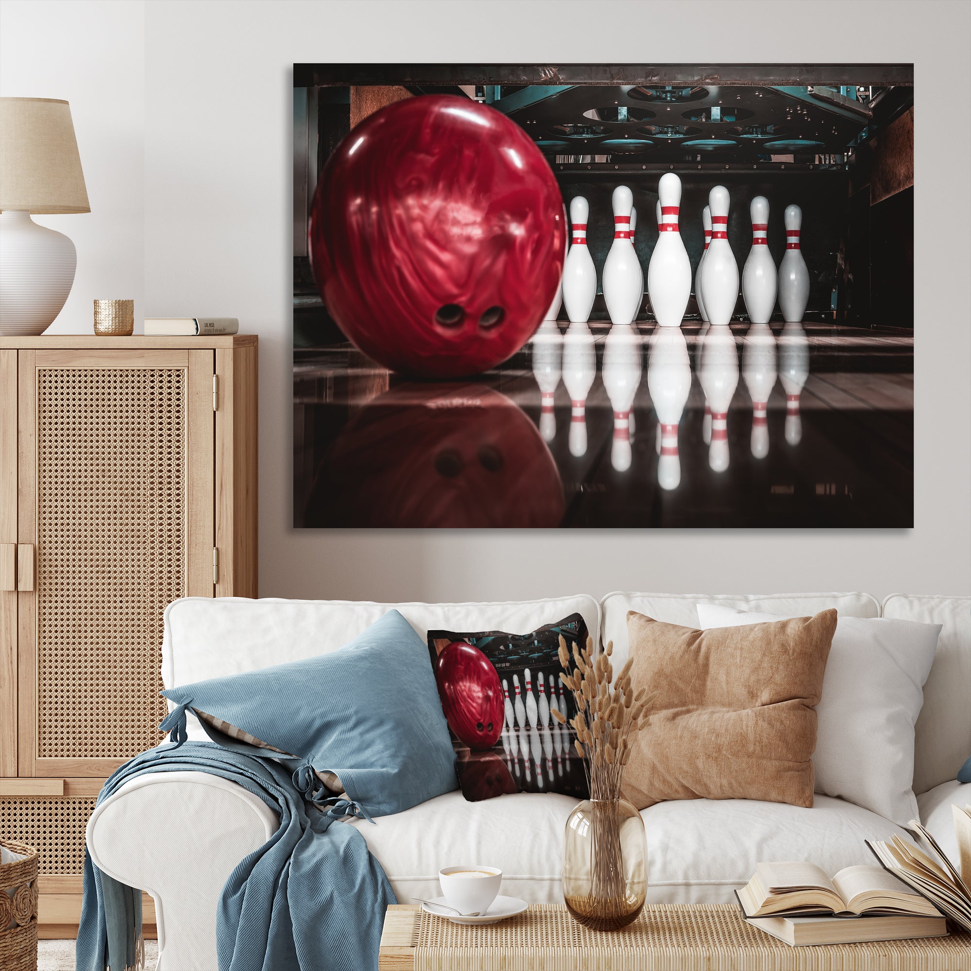 Red Strike Bowling - Bowling Canvas Wall Art