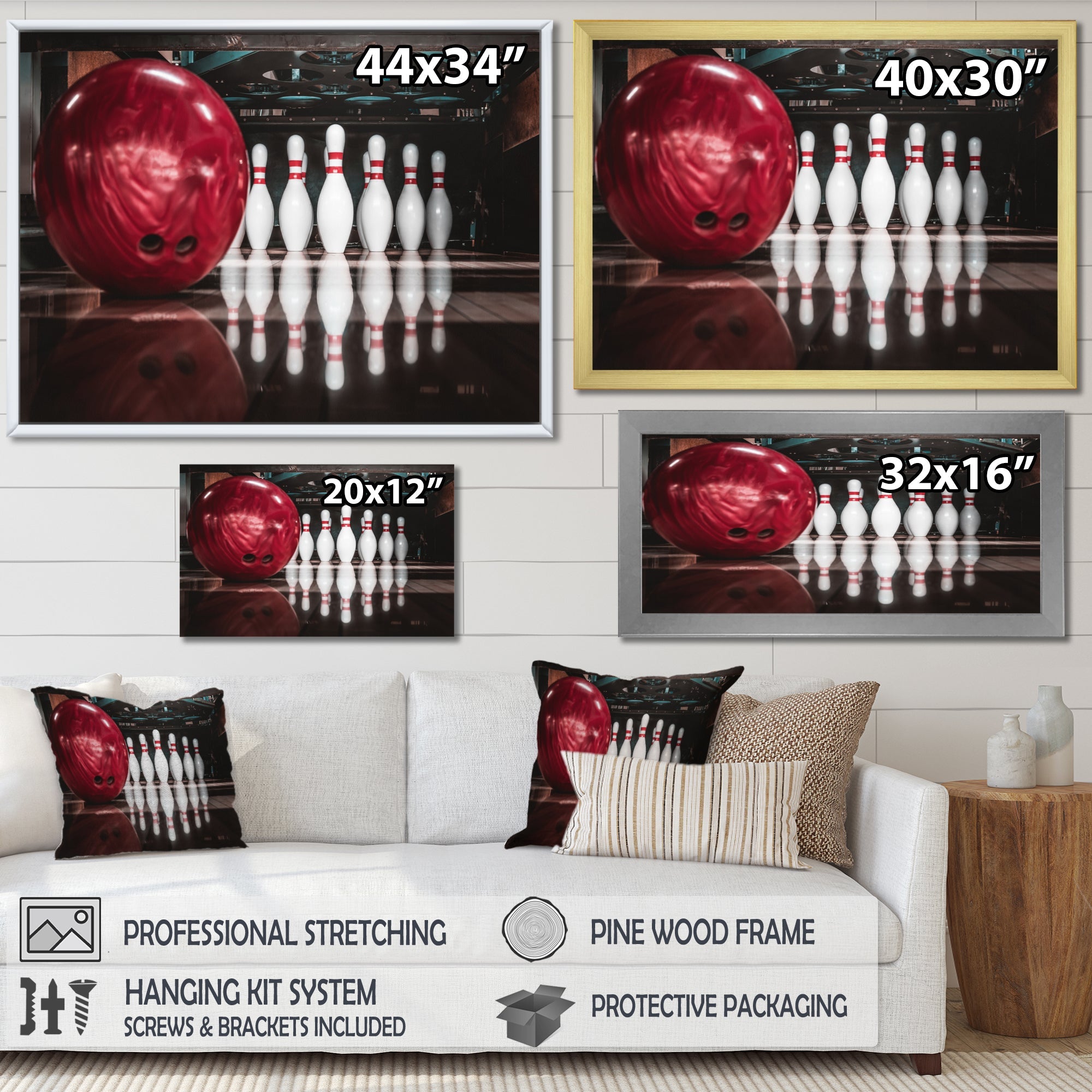 Red Strike Bowling - Bowling Canvas Wall Art