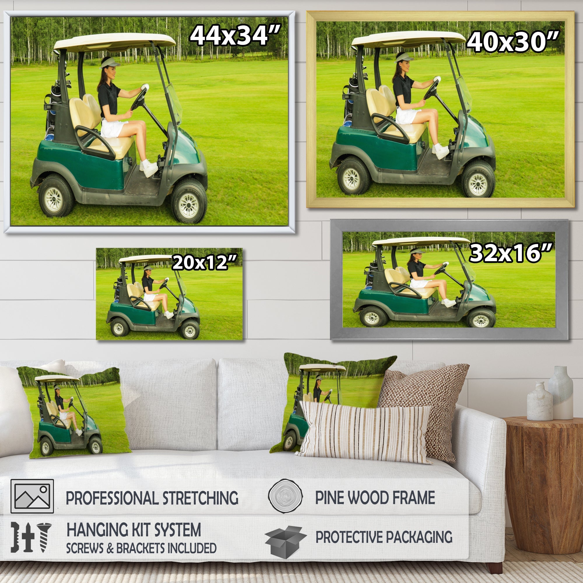 Golf Cart Solitude I - Golf Canvas Wall Art