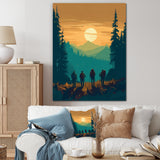 Yellow Teal Bold Hiking Sunset I - Hiking Canvas Wall Art