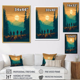 Yellow Teal Bold Hiking Sunset I - Hiking Canvas Wall Art