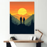 Orange Yellow Bold Hiking Sunset - Hiking Canvas Wall Art