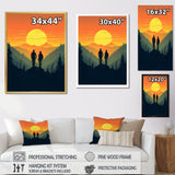 Orange Yellow Bold Hiking Sunset - Hiking Canvas Wall Art