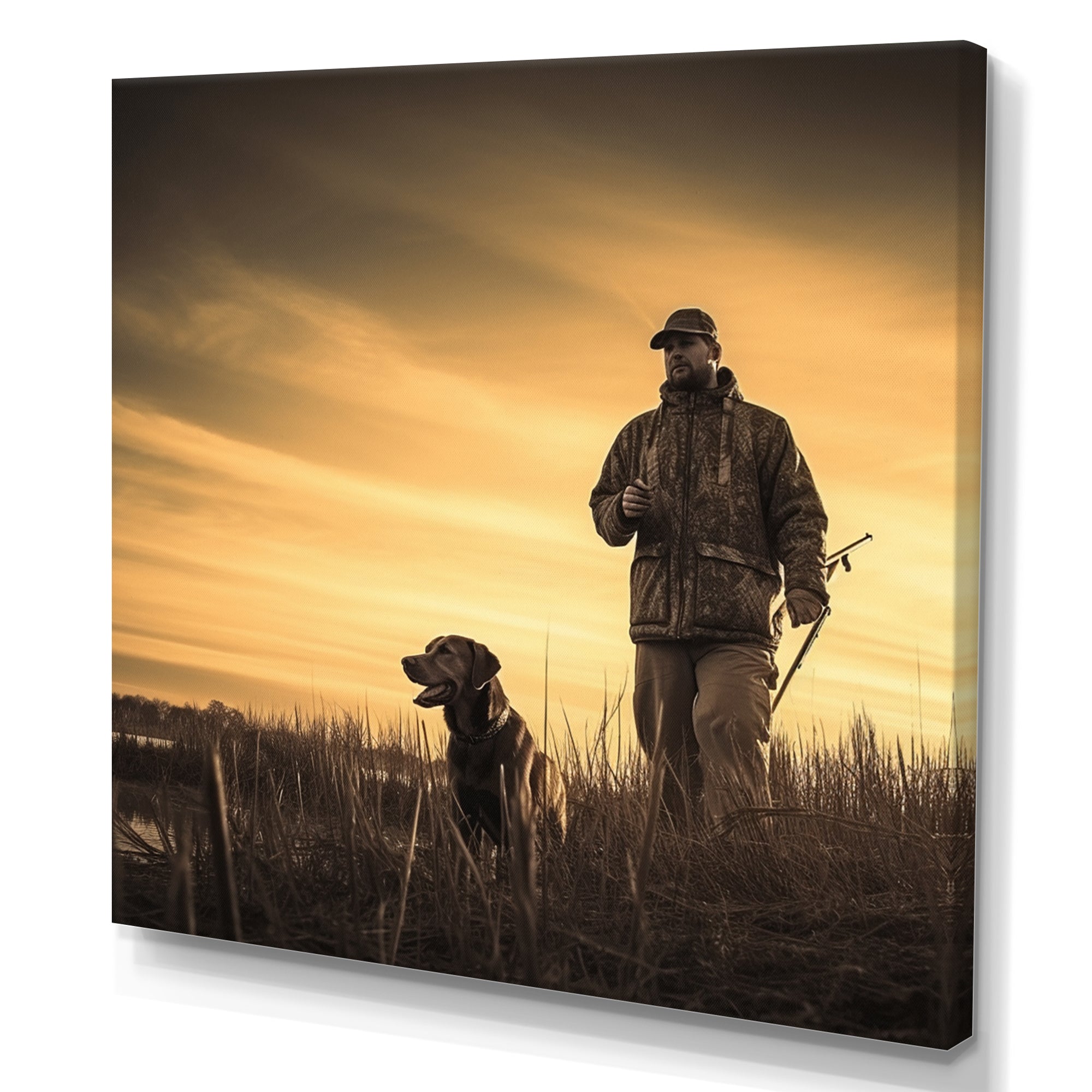 Hunting At Sunrise I - Hunting & Fishing Canvas Wall Art