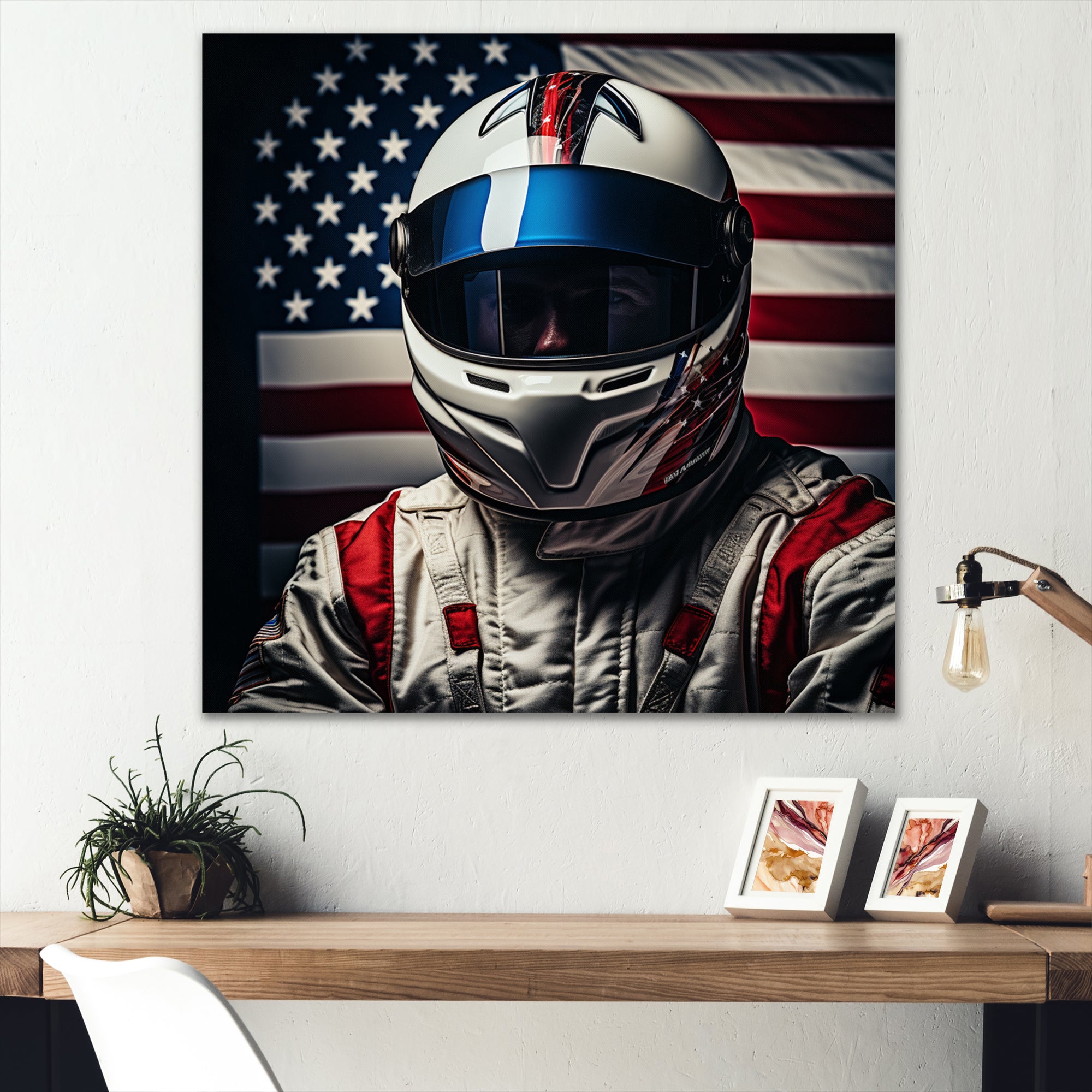 American Speed Way Car Portrait - Racing Canvas Wall Art