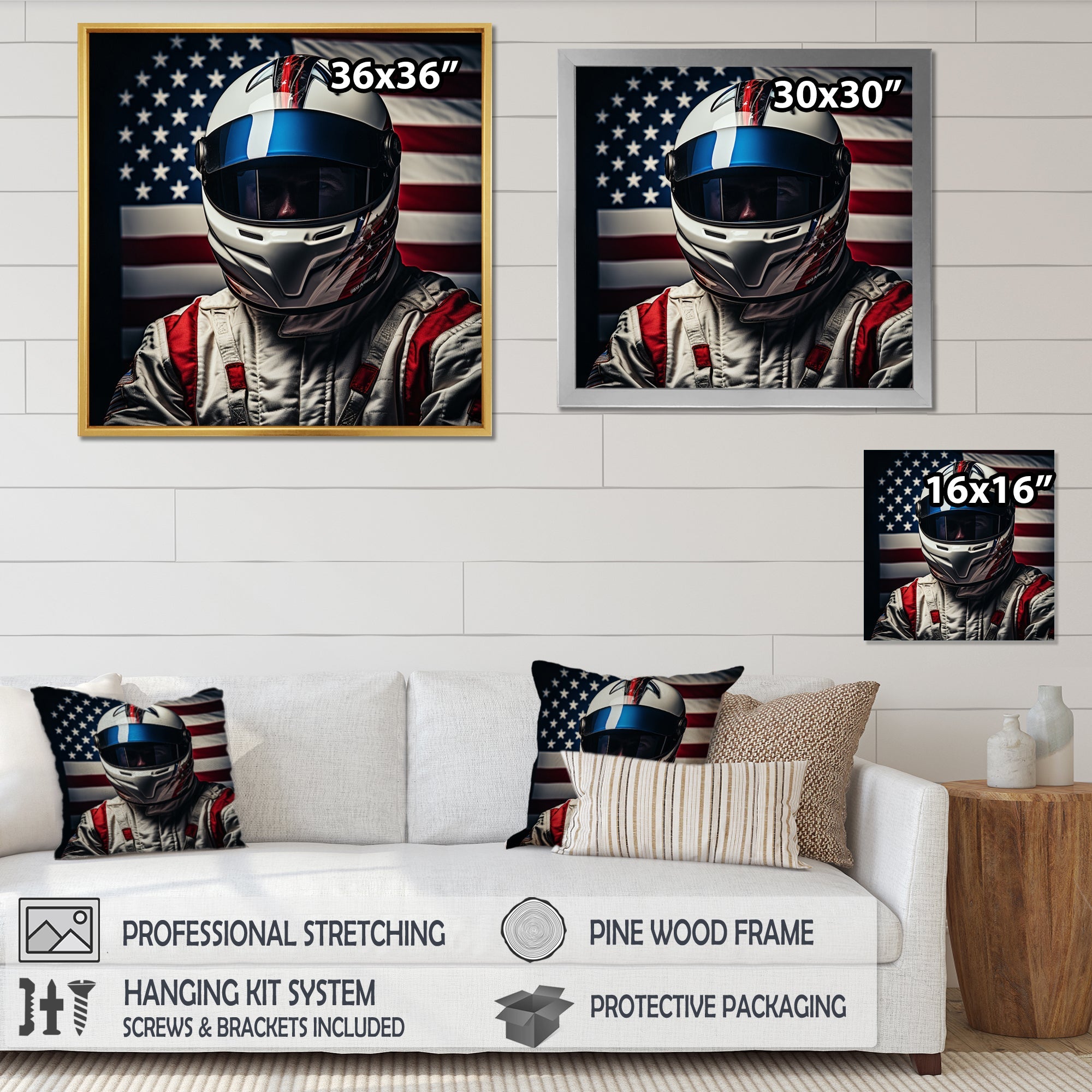 American Speed Way Car Portrait - Racing Canvas Wall Art