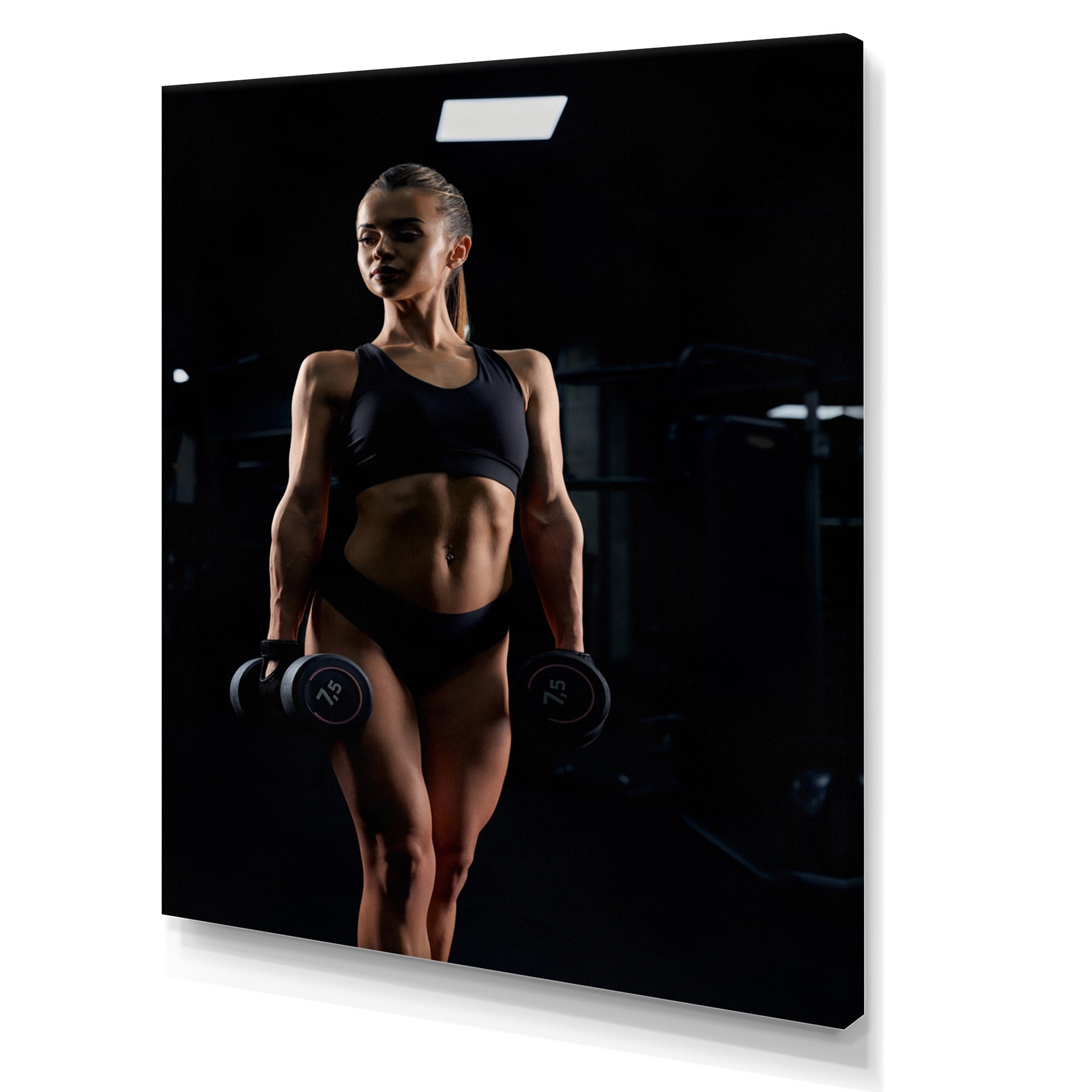 Weightlifting Woman Gym Portrait I - Weightlifting Canvas Wall Art