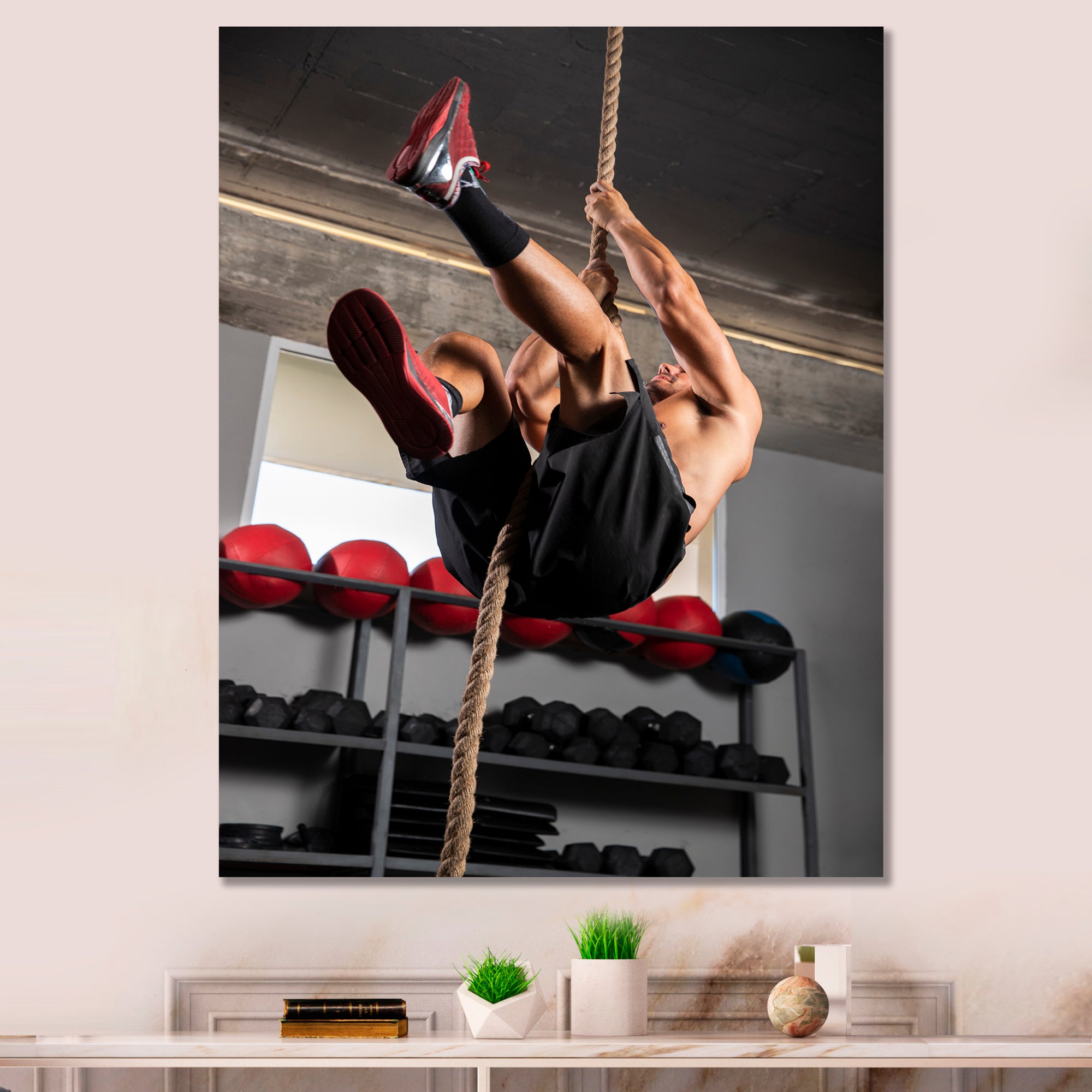 Weightlifting Woman Man Portrait I - Weightlifting Canvas Wall Art