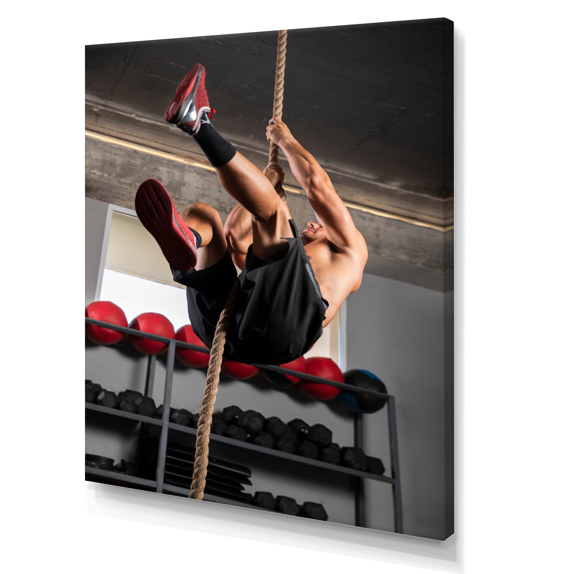 Weightlifting Woman Man Portrait I - Weightlifting Canvas Wall Art