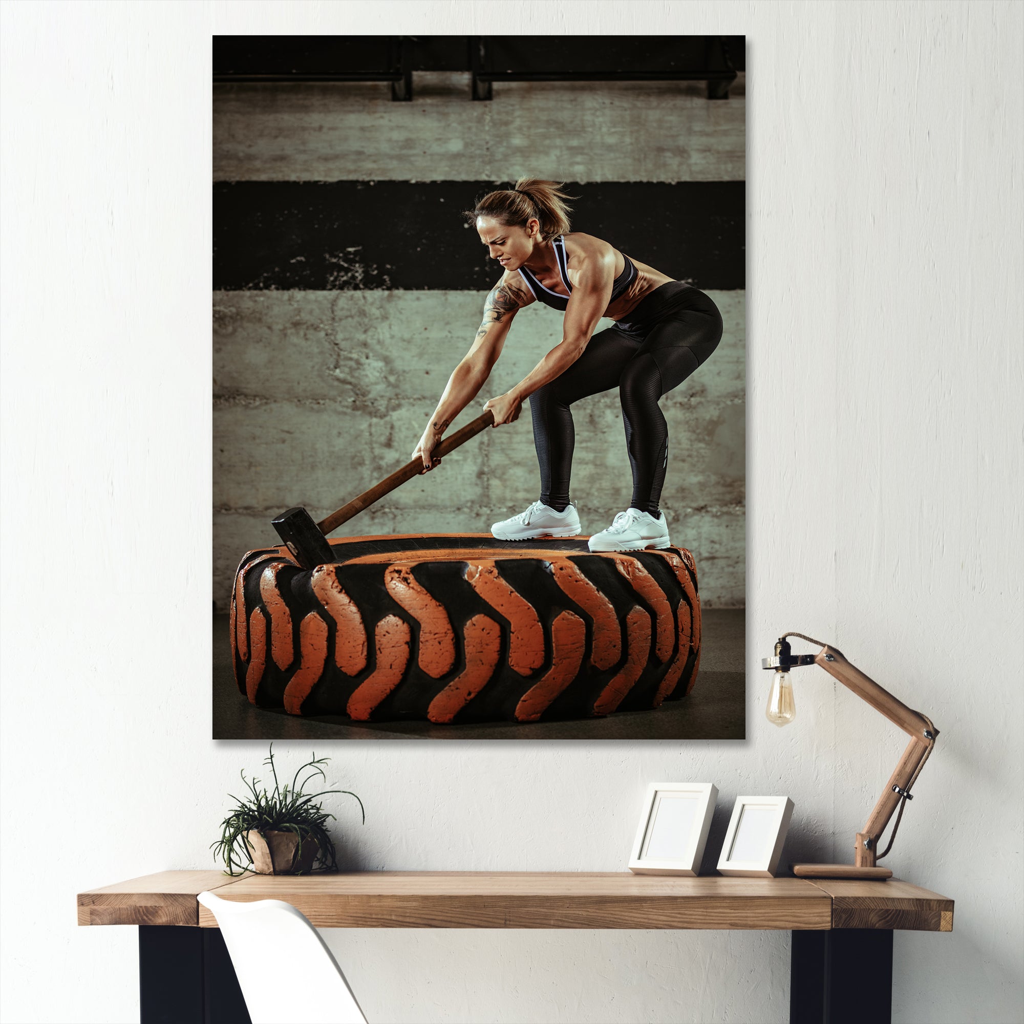 Weightlifting Gym Woman - Weightlifting Canvas Wall Art
