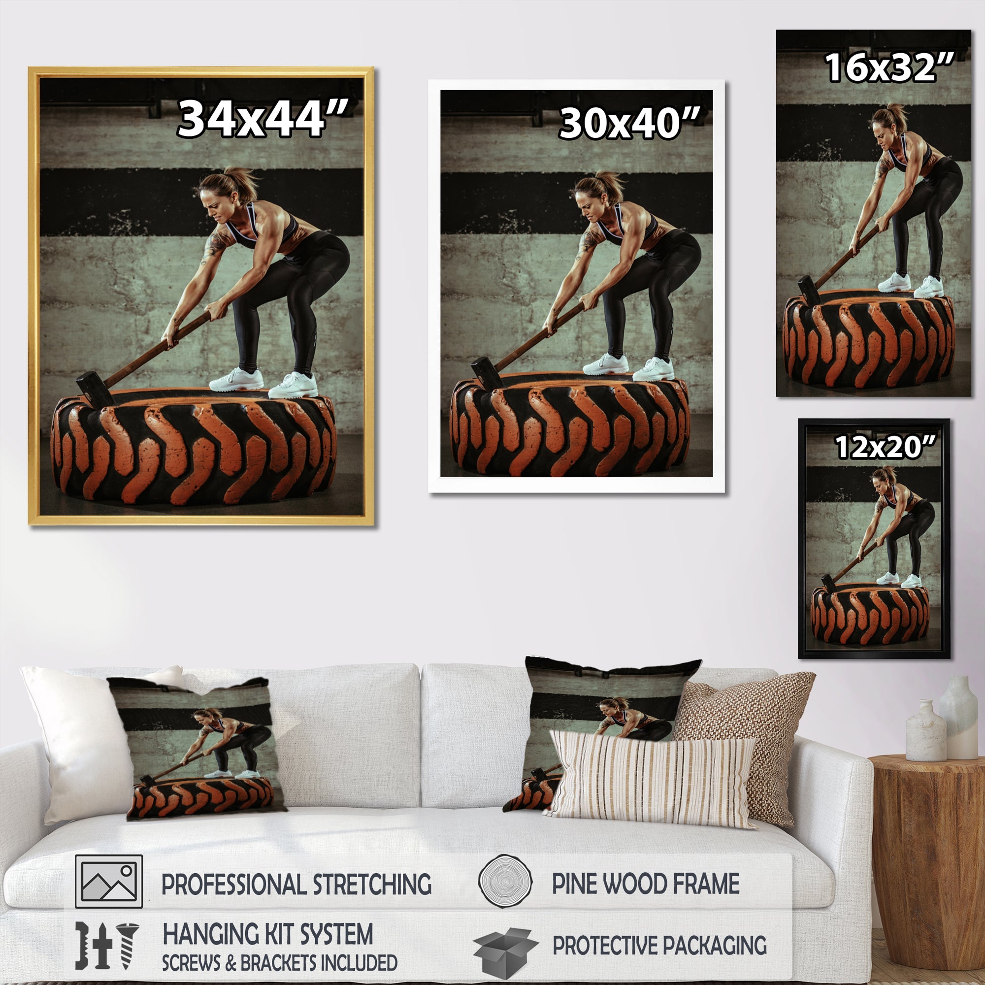 Weightlifting Gym Woman - Weightlifting Canvas Wall Art