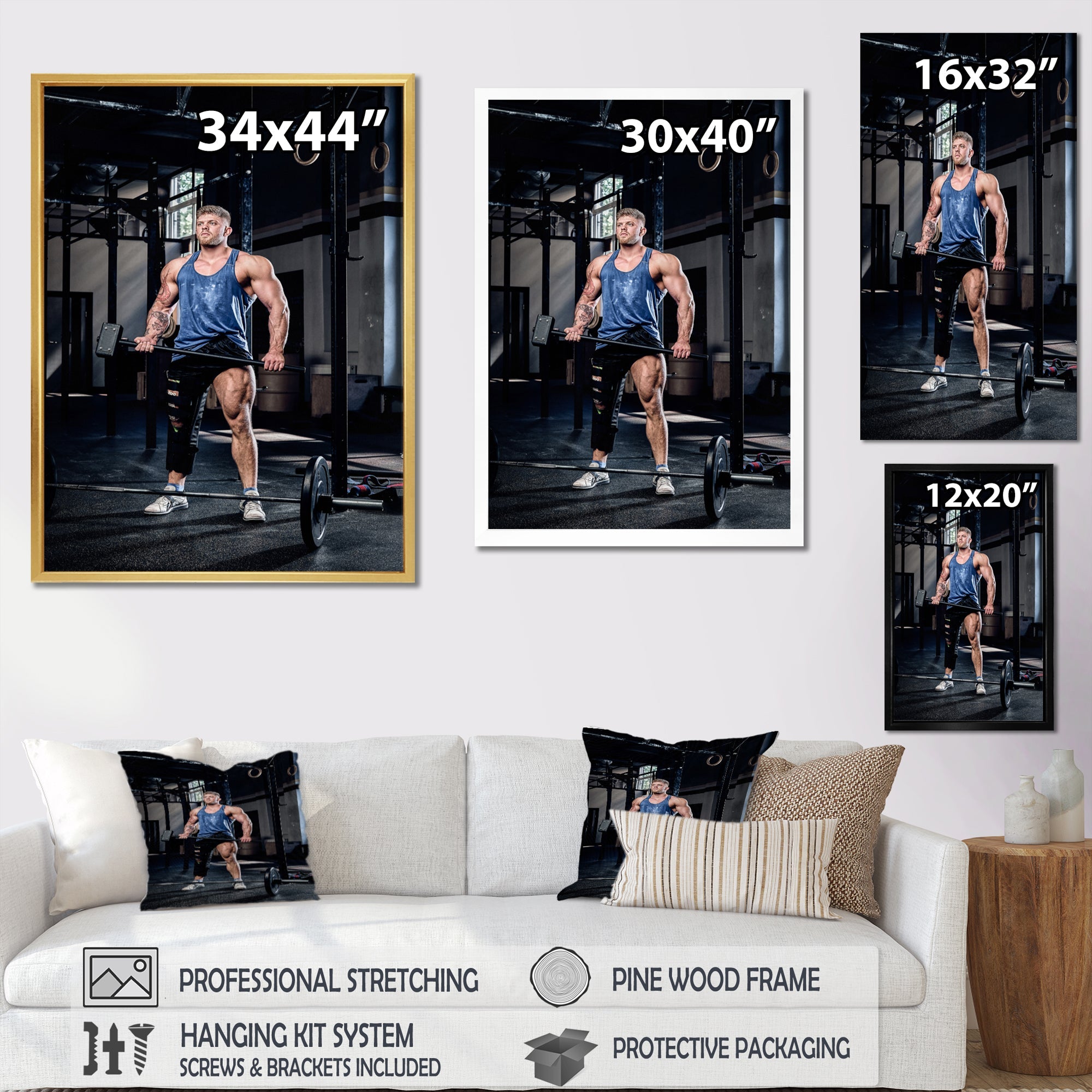 Powerlifting Man Flex I - Weightlifting Canvas Wall Art
