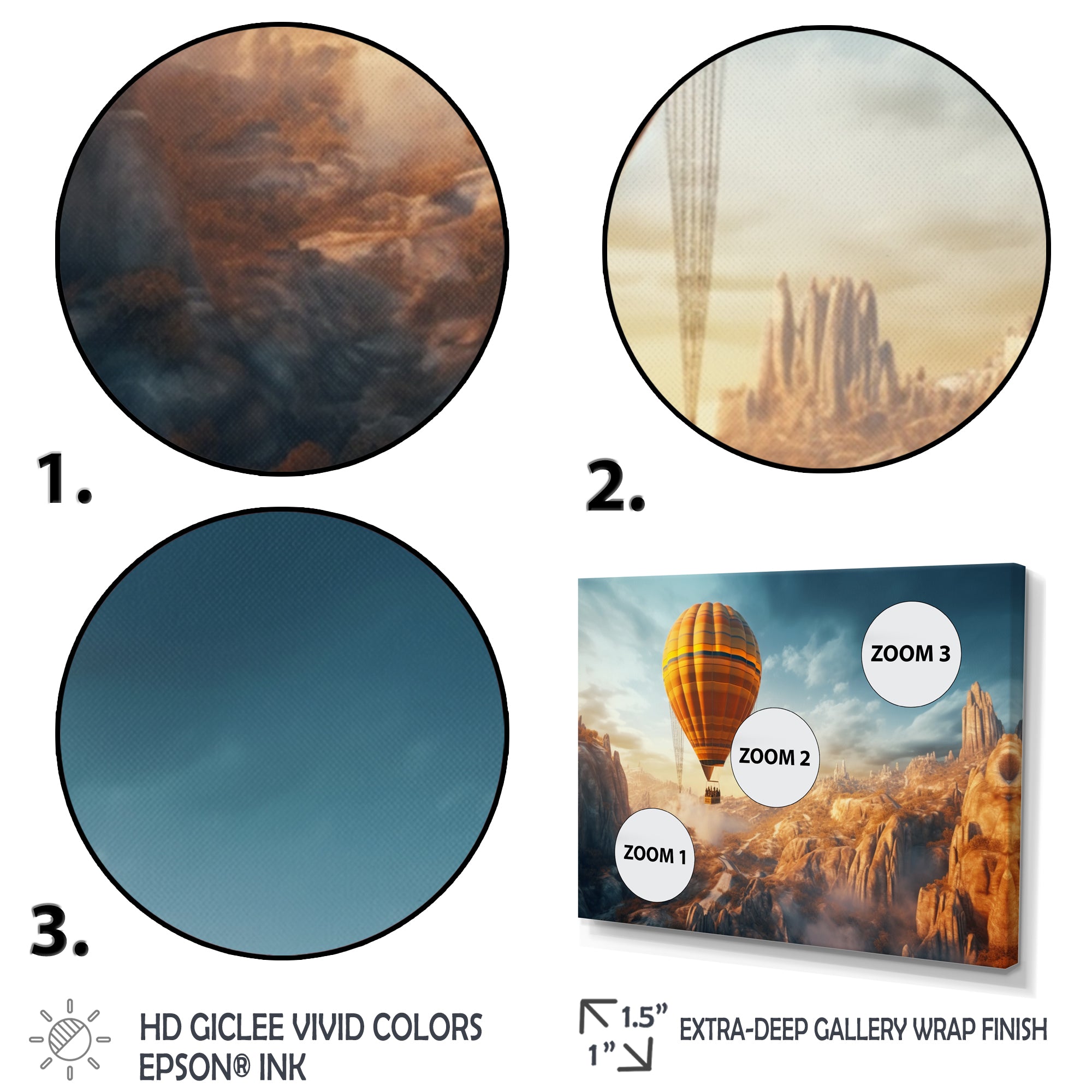 Yellow Hot Air Ballon Panoramic I - Hot Air Balloon Canvas Wall Art