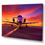 Airplane At Sunset I - Plane Canvas Wall Art