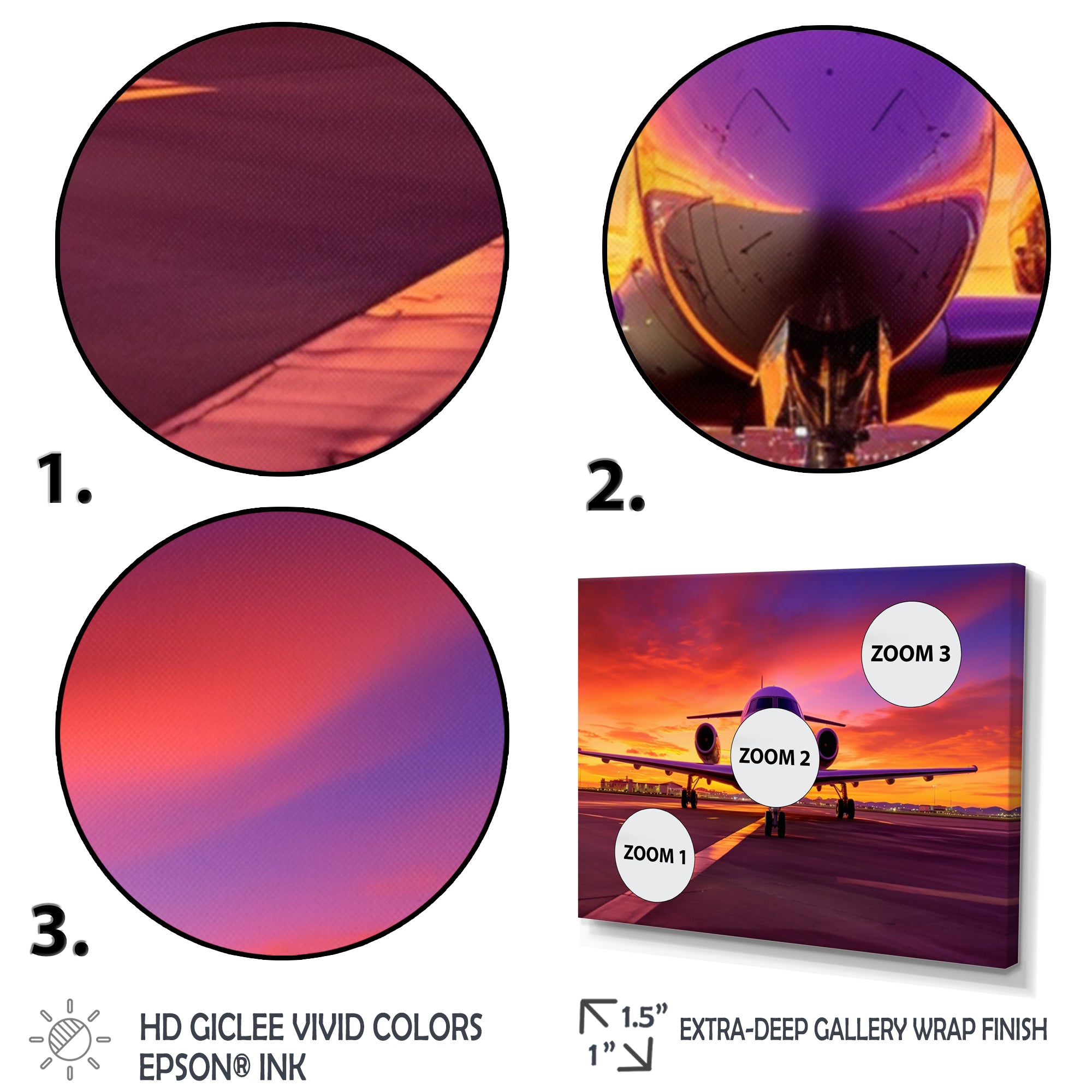 Airplane At Sunset I - Plane Canvas Wall Art